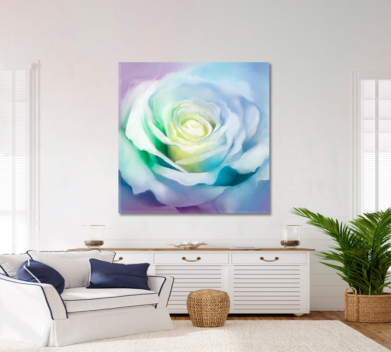 White Rose Petals Soft Colorful Artwork Floral & Botanical Split Art Artesty   
