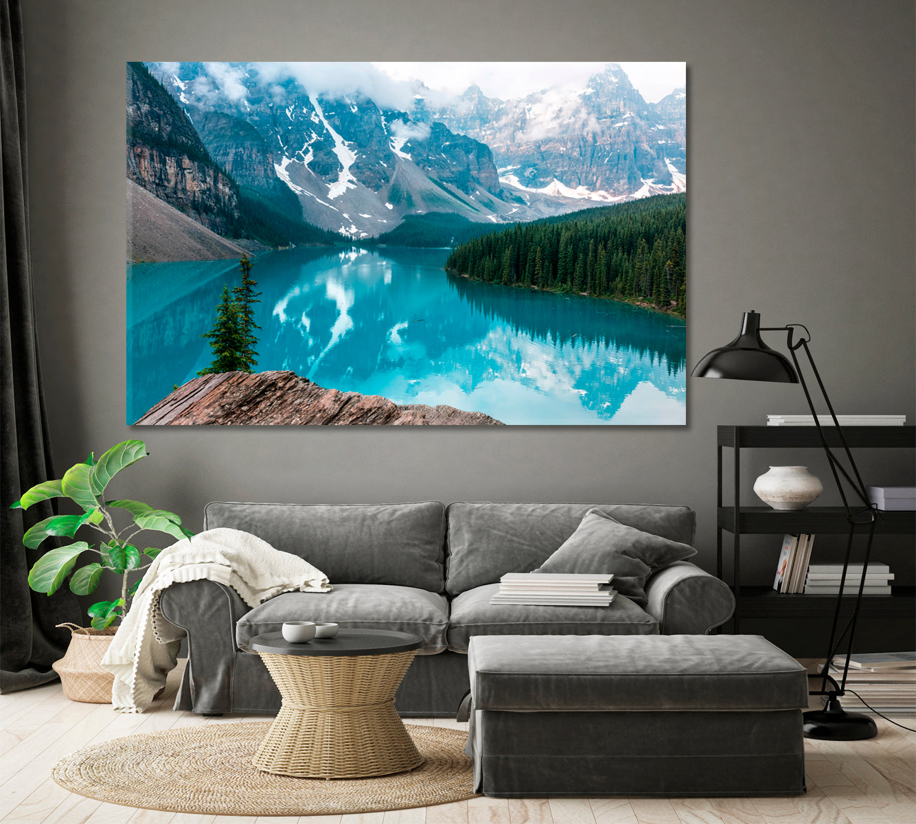 Beautiful Mountain Moraine Lake Banff National Park Canada Famous Landmarks Artwork Print Artesty 1 panel 24" x 16" 