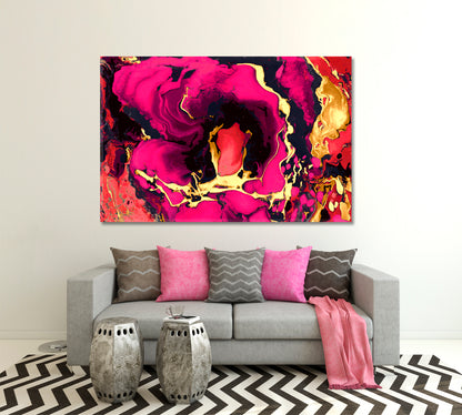 FUCHSIA Contemporary Abstract Ebru Suminagashi Style Contemporary Art Artesty   