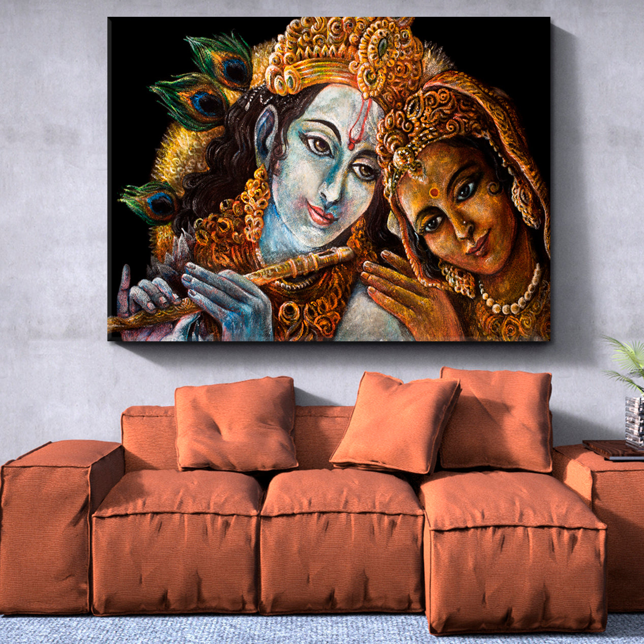 KRISHNA Divine Couple Religious Spiritual Religious Modern Art Artesty   