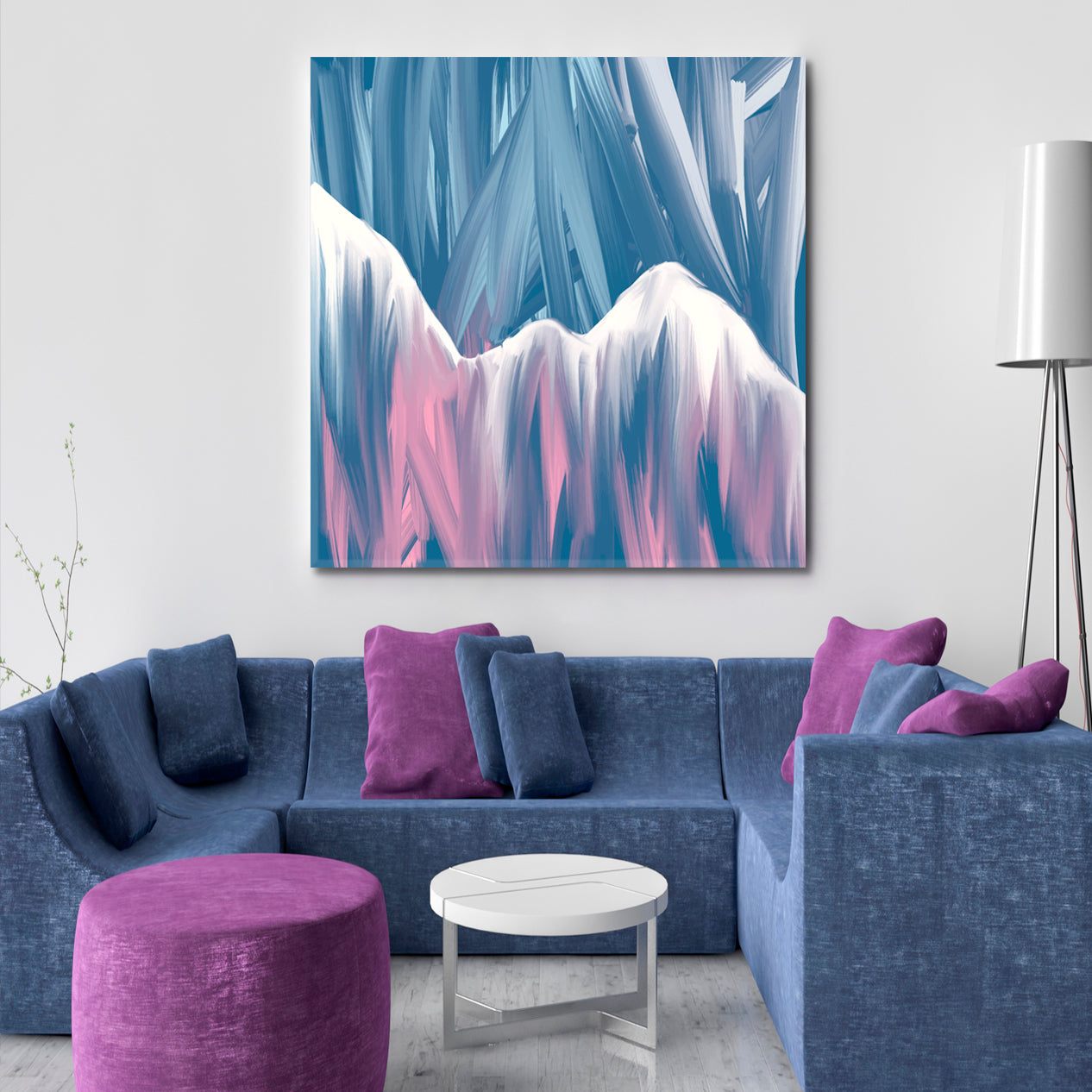 Blue Pink Mountains Landscape Abstract Modern Art Abstract Art Print Artesty   