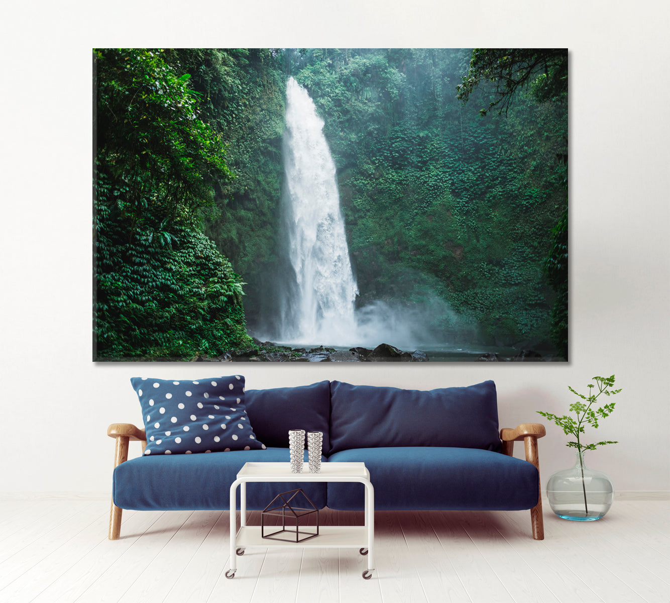 Powerful Nung-Nung Waterfall Jungle Tropical Rainforest Bali Scenic Landscape Canvas Print Scenery Landscape Fine Art Print Artesty 1 panel 24" x 16" 