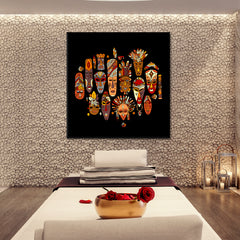 Tribal Ethnic Mask Abstract Vivid African Style Canvas Print Artesty   