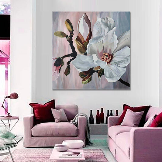 MAGNOLIE Most Tender Large Flowers Pastel Colors Best Floral Canvas Print | Square Panel Floral & Botanical Split Art Artesty   