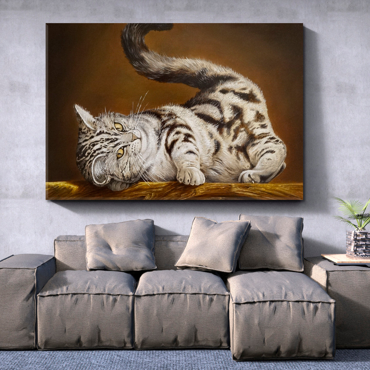 ADORABLE Cute Striped Cat Hot Look Whimsical Animals Fine Art Animals Canvas Print Artesty   