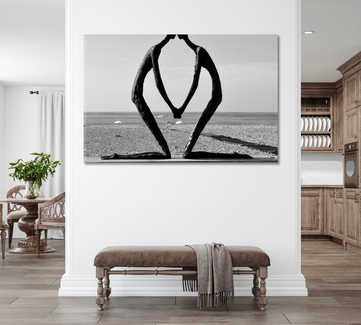 Abstract Architectural Forms People in Love Black and White Wall Art Print Artesty 1 panel 24" x 16" 