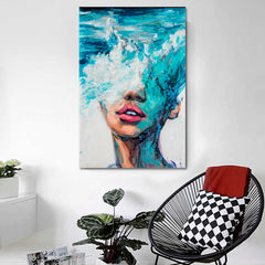 LISTEN TO THE OCEAN  Beautiful Woman And Sea Exploding - Vertical 1 panel Fine Art Artesty   