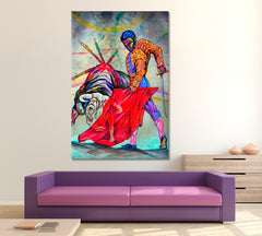 BULLFIGHTER Abstract Contemporary Cubism Style Abstract Art Print Artesty 1 Panel 16"x24" 