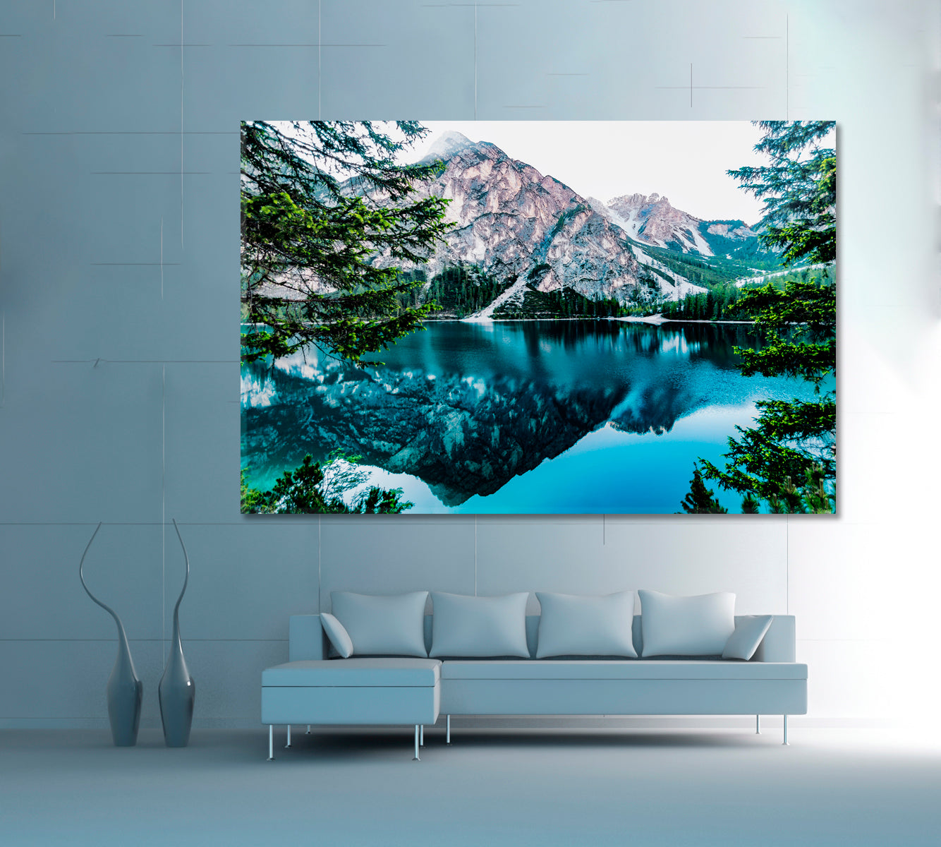Mountain Trees and Iconic Moraine Lake Banff National Park Nature Wall Canvas Print Artesty 1 panel 24" x 16" 
