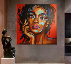 MUSE | Fine Art Portrait Woman Grunge Graffiti Style Canvas Print - Square People Portrait Wall Hangings Artesty   