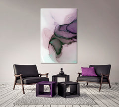 Plum Purple Olive Green Ink Liquid Translucent Fluid Art, Oriental Marbling Canvas Print Artesty 1 Panel 16"x24" 