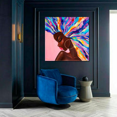 VIVID BEAUTY Beautiful African Girl Bright Color Artwork Fine Art - Square Panel Abstract Art Print Artesty 1 Panel 12"x12" 