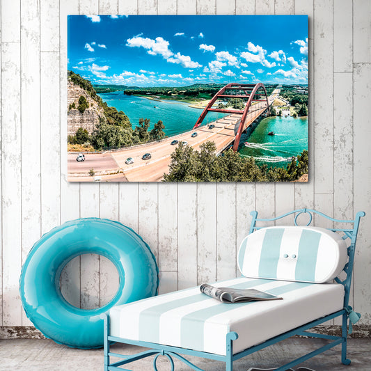 Austin Texas Landmark Pennybacker Bridge 360 View Colorado River Cities Wall Art Artesty   