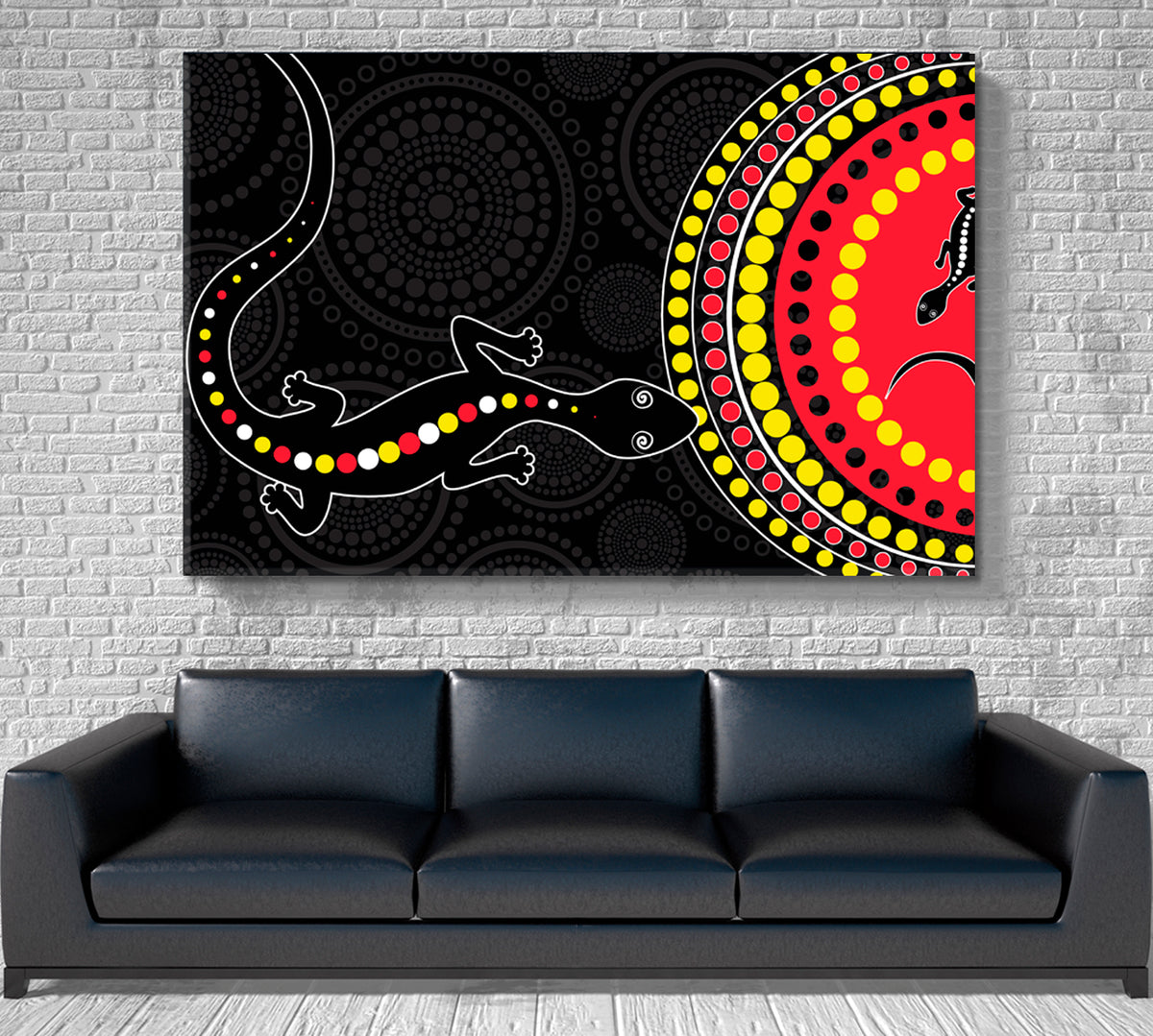 BLACK AND RED Lizard Abstract African Style Pattern Vivid Art Abstract Art Print Artesty 1 panel 24" x 16" 