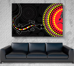 BLACK AND RED Lizard Abstract African Style Pattern Vivid Art Abstract Art Print Artesty 1 panel 24" x 16" 