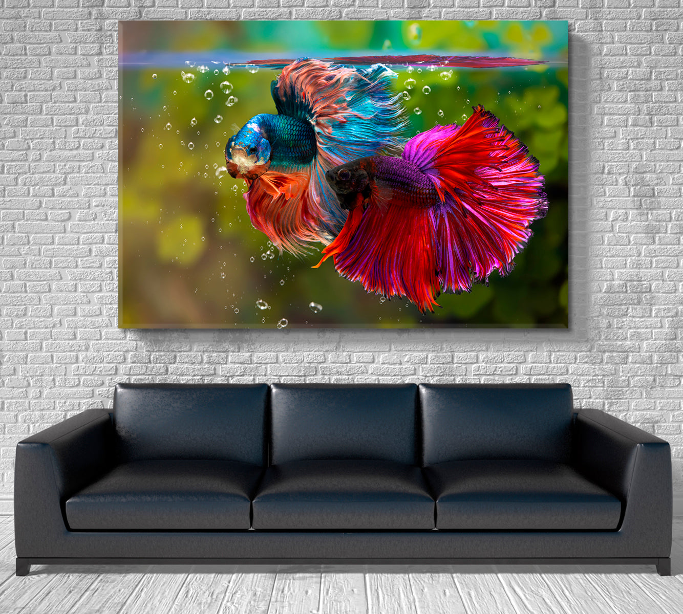 Aquarium Multicolor Siamese Fighting Fish Underwater Nautical, Sea Life Pattern Art Artesty   