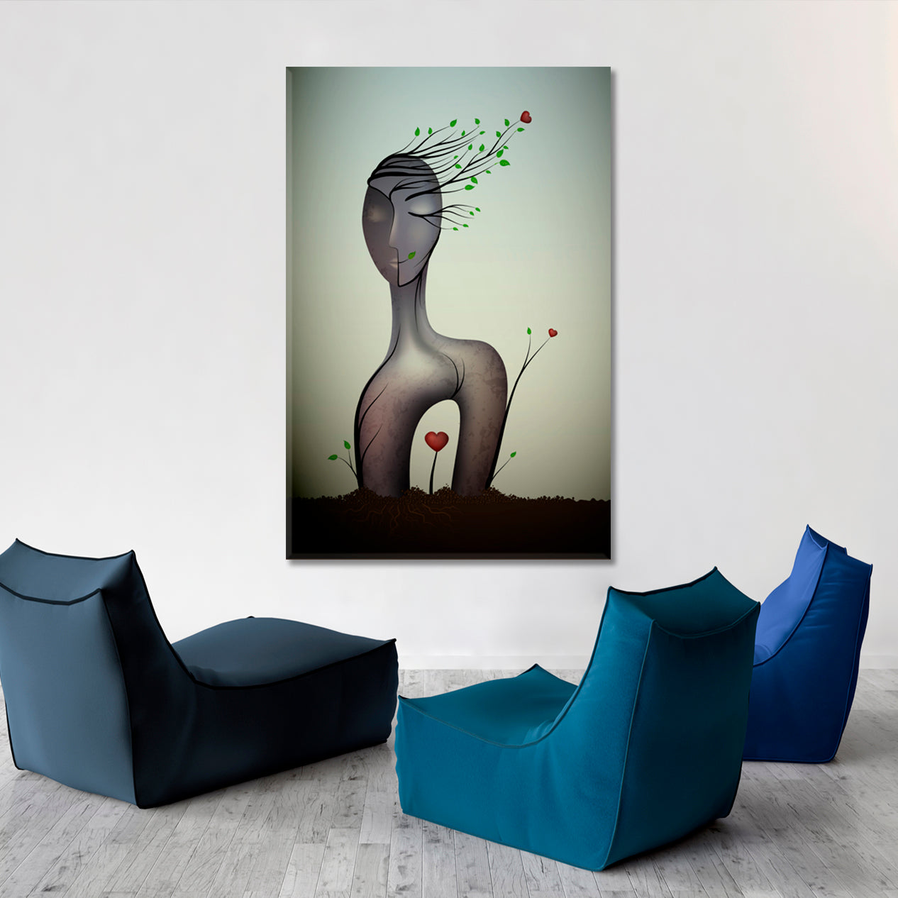 IN LOVE Woman Shapes Abstract Contemporary Surrealism Surreal Fantasy Large Art Print Décor Artesty   