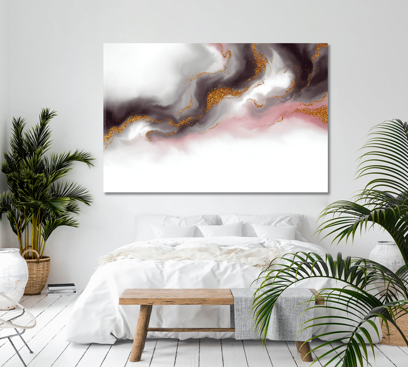 MARBLE PEARL Luxe Effect Beautiful Trendy Art Fluid Art, Oriental Marbling Canvas Print Artesty   