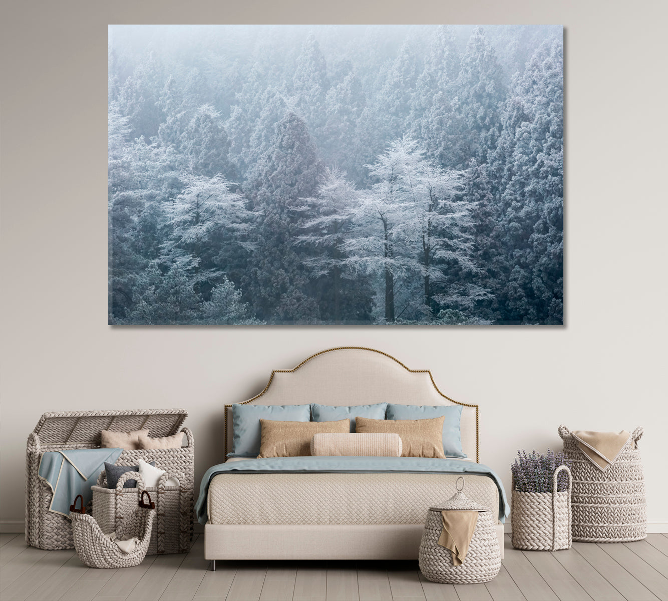 MISTY ENCHANTED MAGICAL FOREST Openwork Crown Lace Trees Nature Wall Canvas Print Artesty   