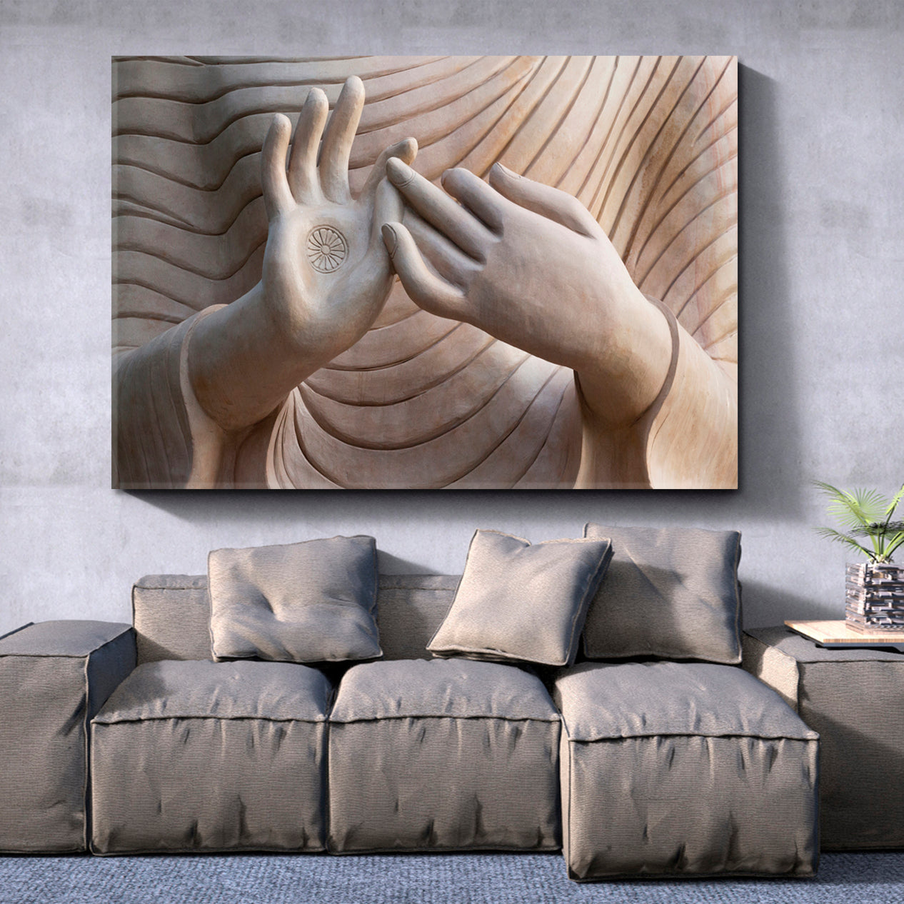 Two Hand of Buddha Buddhist Mudra Religious Modern Art Artesty   