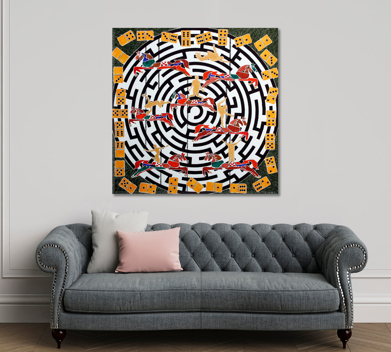 LABYRINTH Modern Abstract Art Dominoes Parts Horses People Maze Abstract Art Print Artesty   