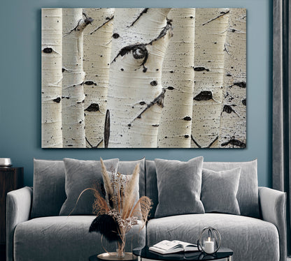 Birch Trees Row Close-up Trunks Nature Wall Canvas Print Artesty   