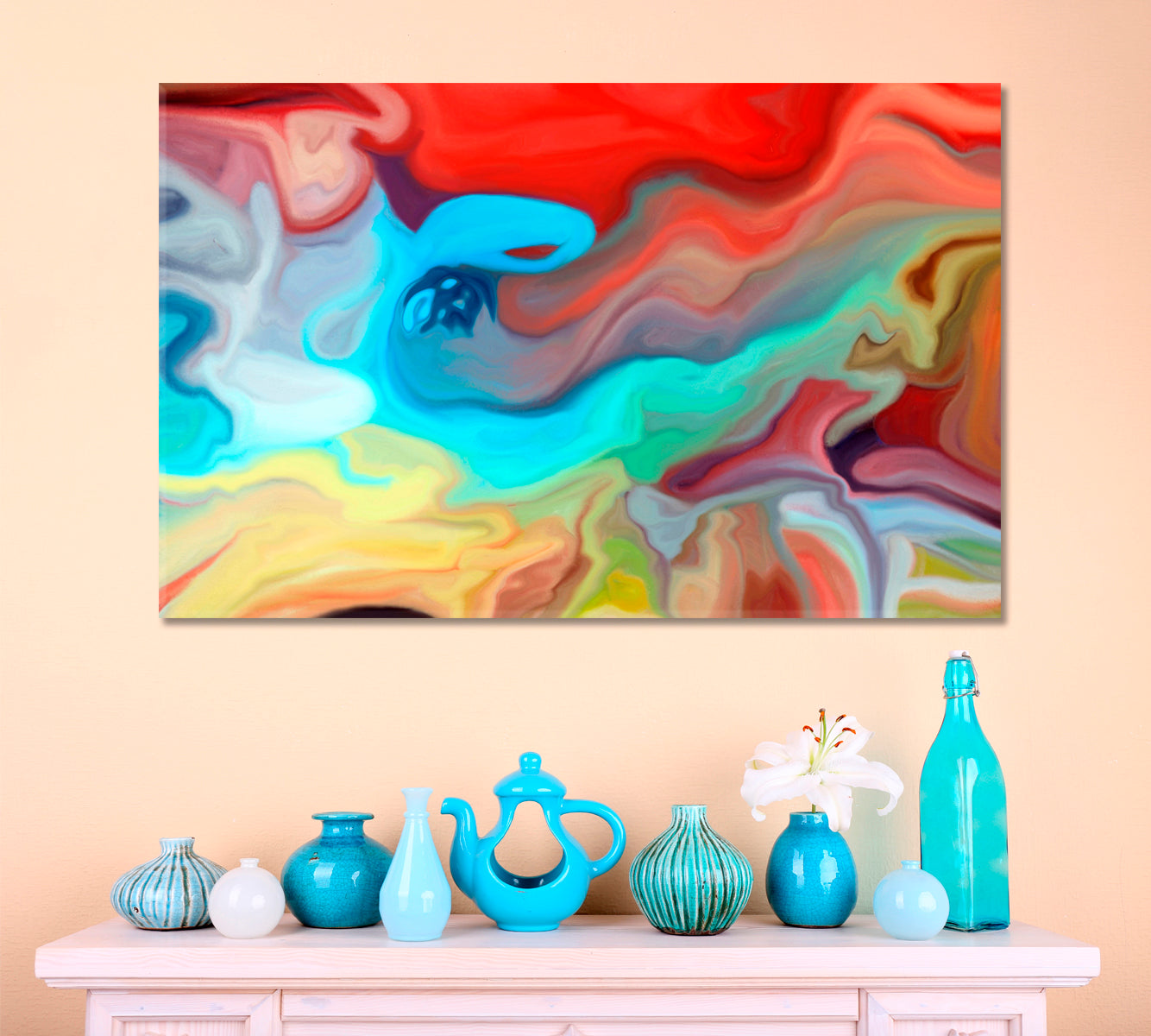 Modern Vivid Abstract Lines and Colors Abstract Art Print Artesty 1 panel 24" x 16" 