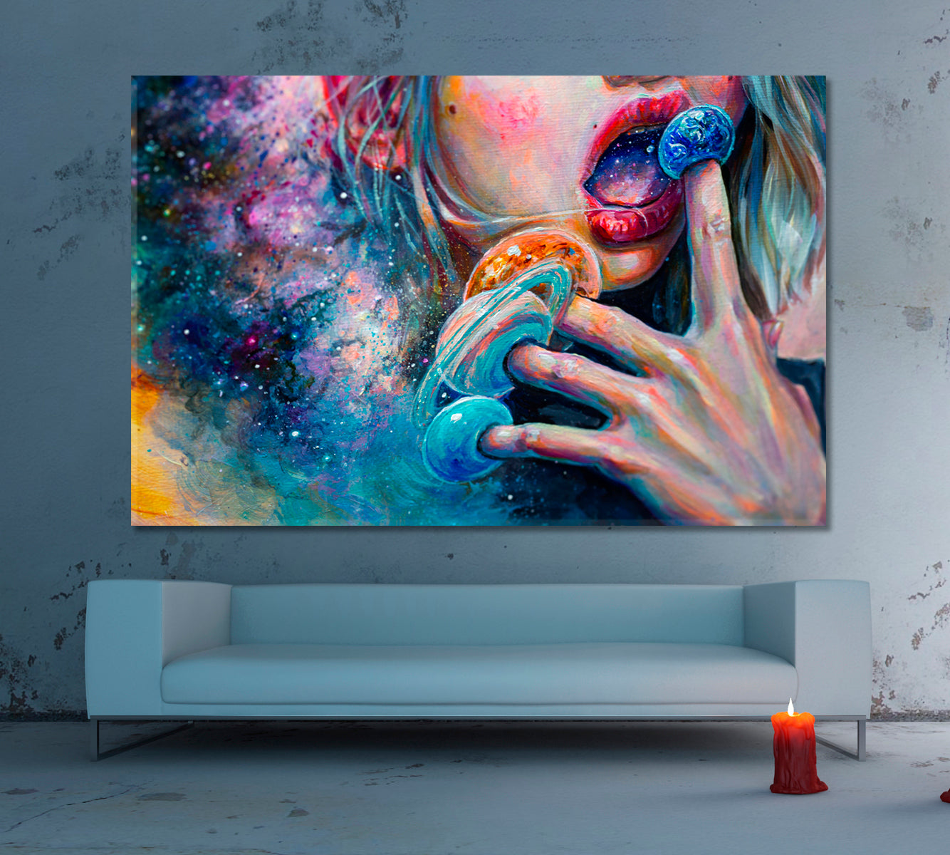 PLANET CREATIONS Trendy Abstract Surreal Psychedelic Mystic Space Surreal Fantasy Large Art Print Décor Artesty 1 panel 24" x 16" 