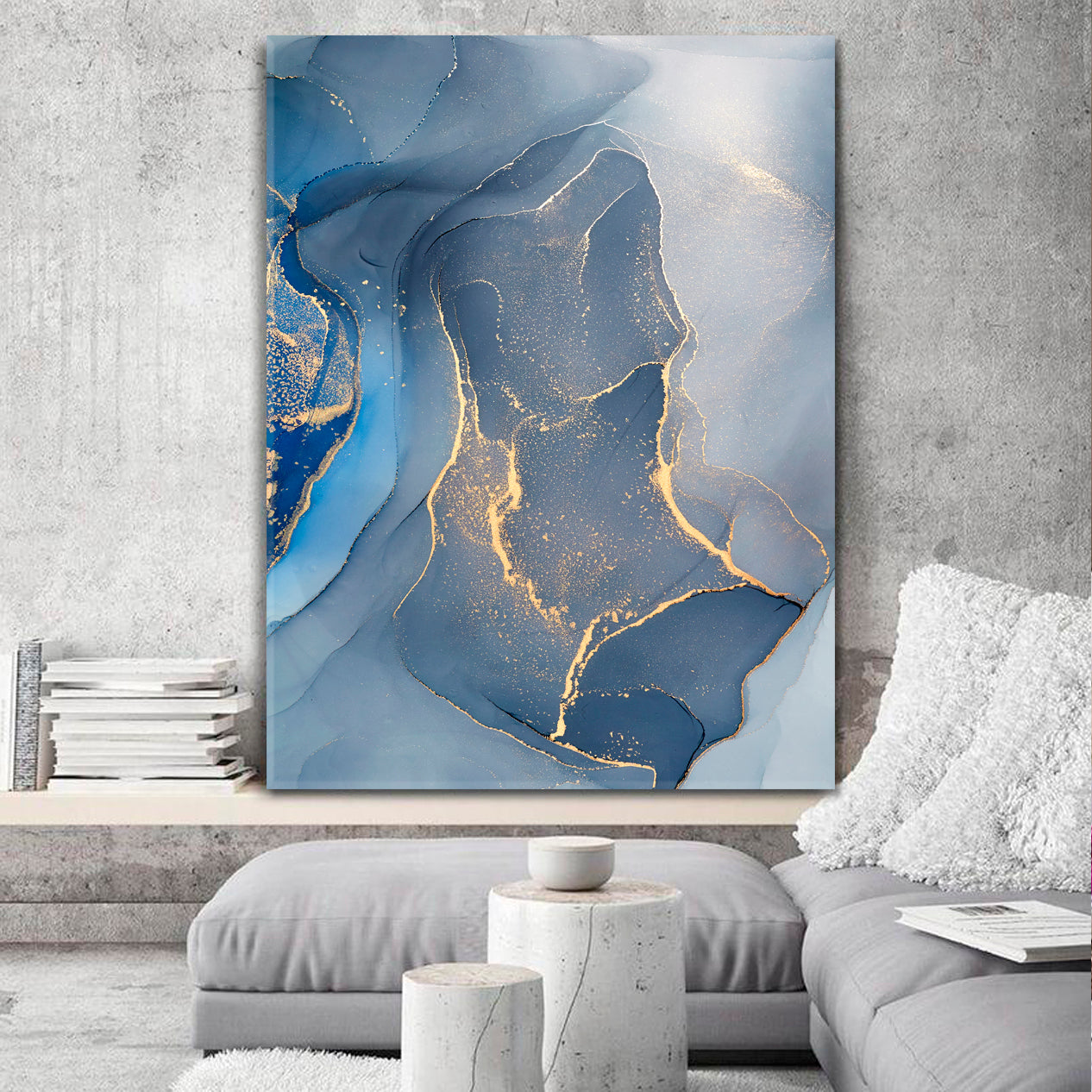 ABSTRACT STUNNING MARBLE Oriental Turkish Style Light Blue