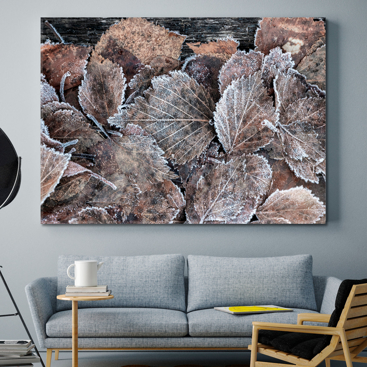 ABSTRACT NATURALISM Frost on Brown Leaf Floral & Botanical Split Art Artesty 1 panel 24" x 16" 