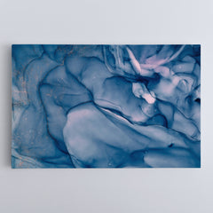 Luxury Modern Style Blue Marble Abstract Fluid Art, Oriental Marbling Canvas Print Artesty 1 panel 24" x 16" 
