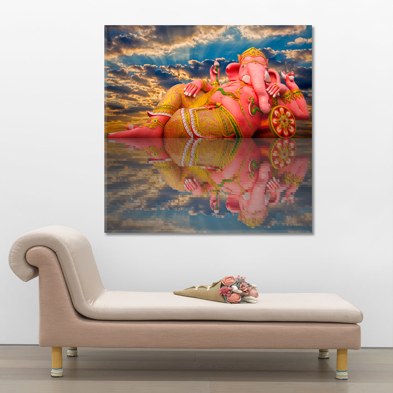 Pink Ganesha Ganesh Hindu God Religious Modern Art Artesty   