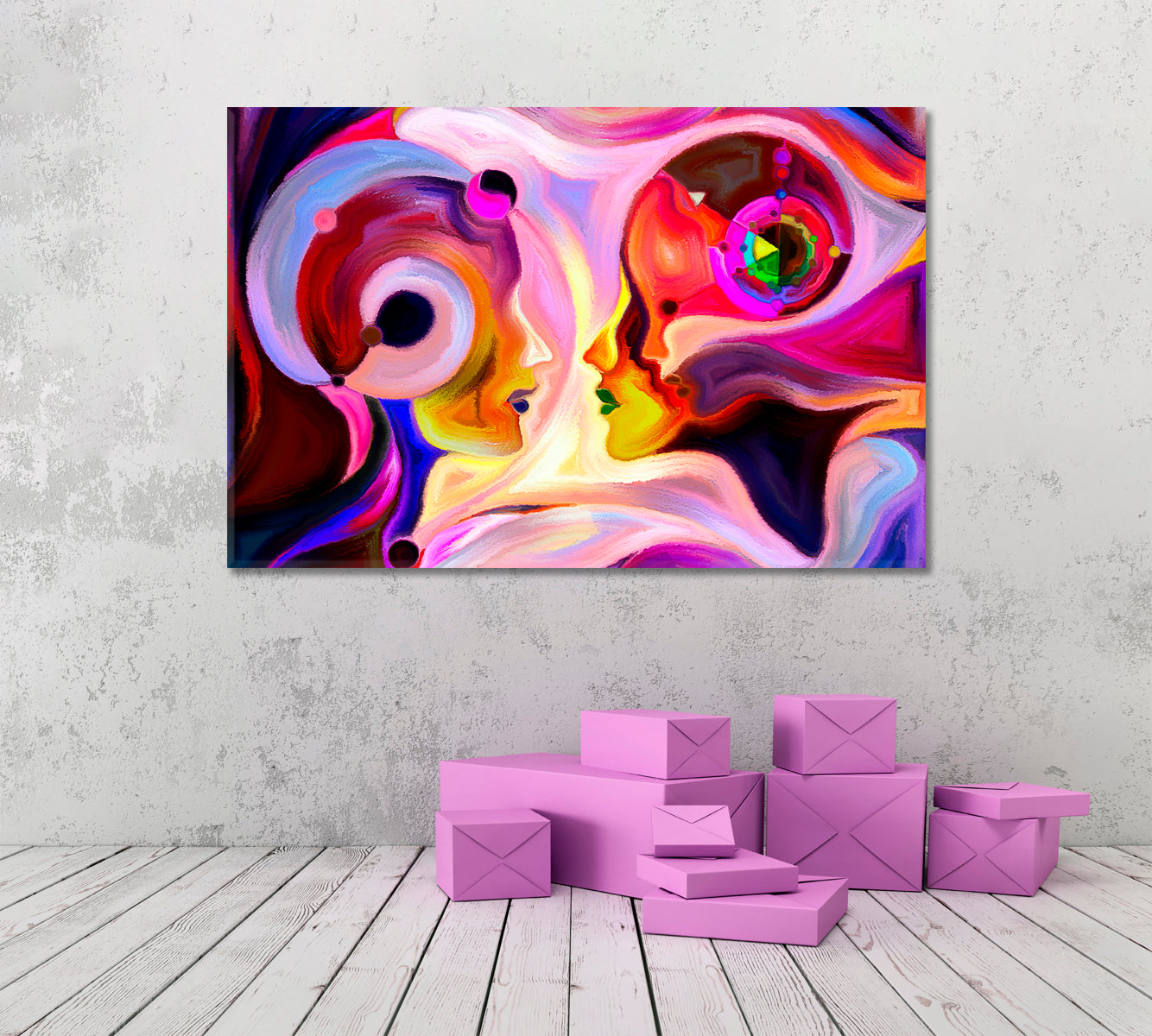 Modern Abstract Design Woman Man and Child Consciousness Art Artesty 1 panel 24" x 16" 