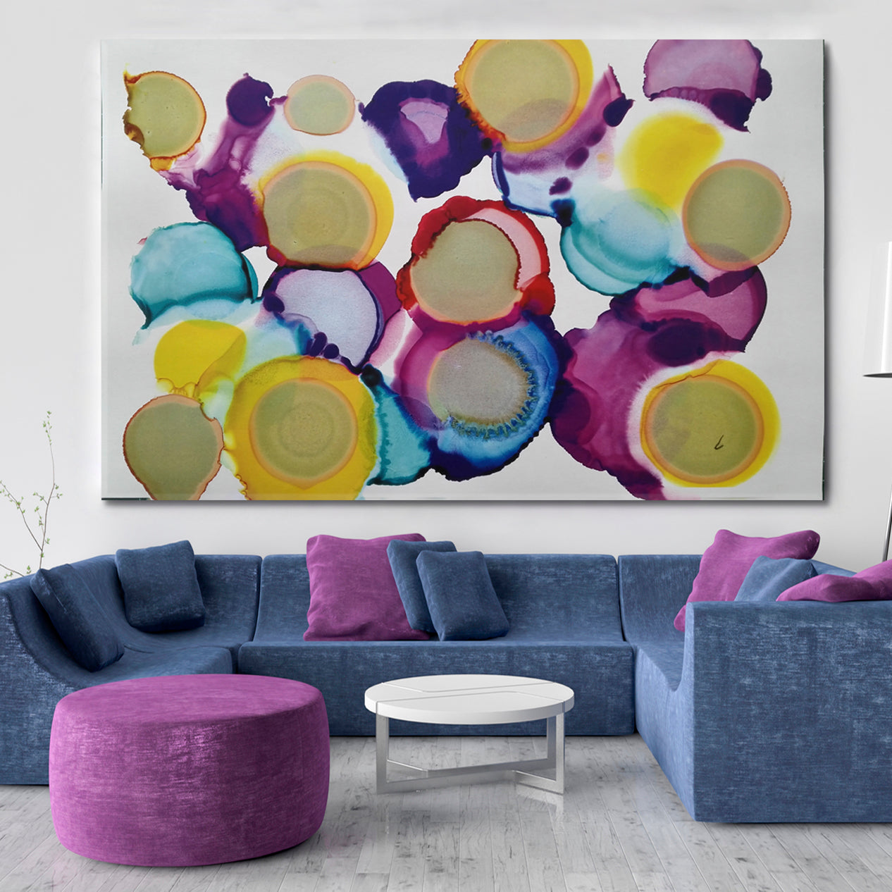 Yellow Purple Blue Alcohol Ink Stains Aqua Painting Abstract Art Print Artesty   