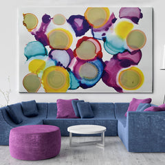 Yellow Purple Blue Alcohol Ink Stains Aqua Painting Abstract Art Print Artesty   