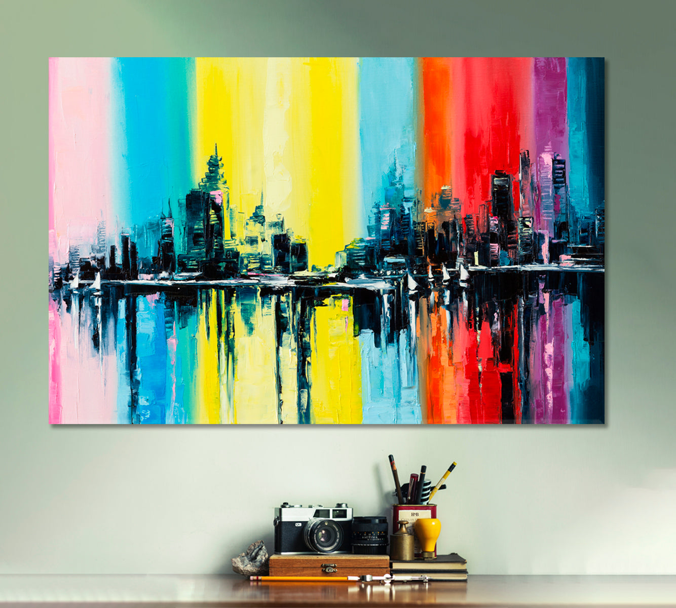 RAINBOW  Abstract Fantasy City Urban Contemporary Style Abstract Art Print Artesty   