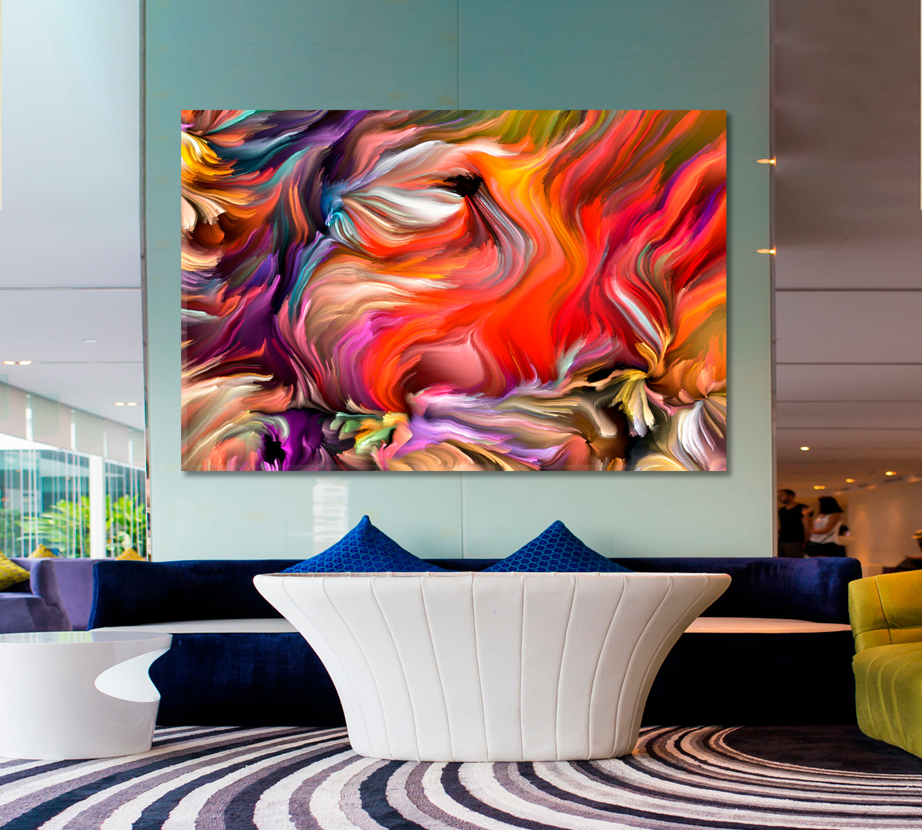 DYNAMIC COLORS FLOW Variegated Lines Abstract Design Abstract Art Print Artesty 1 panel 24" x 16" 