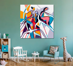 Inspired By Piet Mondrian and Keith Haring Contemporary Art Abstract Art Print Artesty   