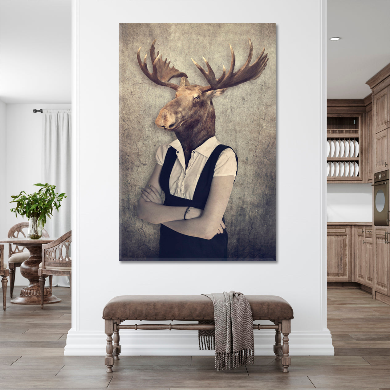 STYLISH HIPSTER ANIMALS Vintage Style Poster Office Wall Art Canvas Print Artesty 1 Panel 16"x24" 