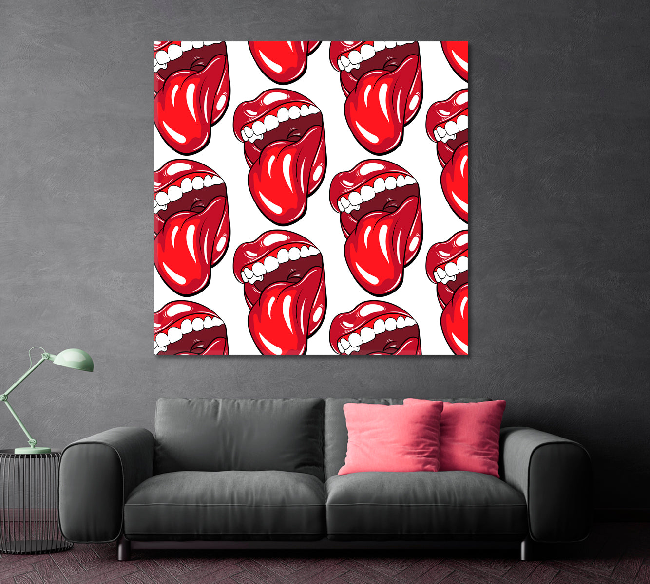 Mouth With Tongue Large Square Poster Pop Art Canvas Print Artesty   