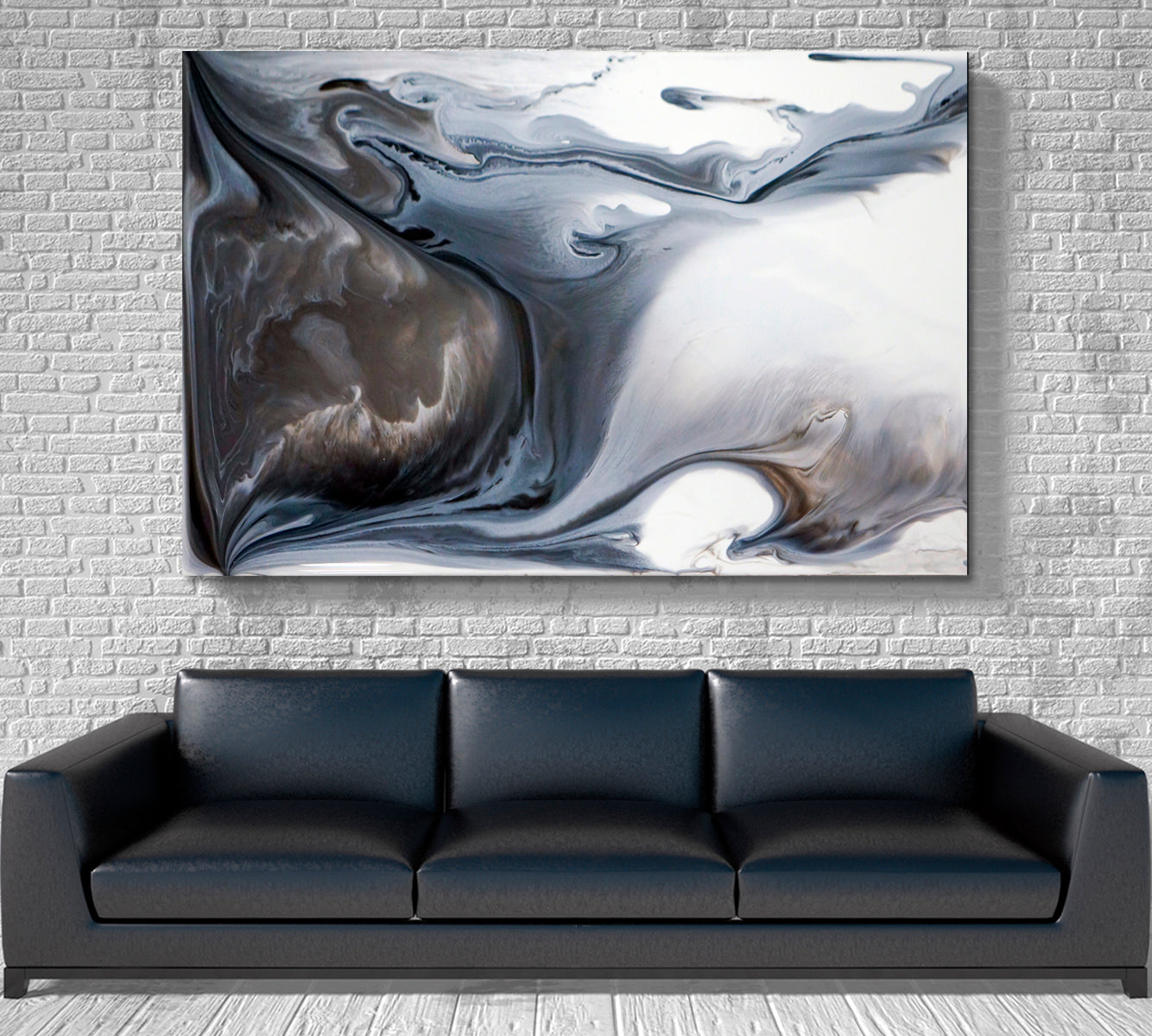 Gray Beige Beautiful Marble Painting Fluid Art, Oriental Marbling Canvas Print Artesty   