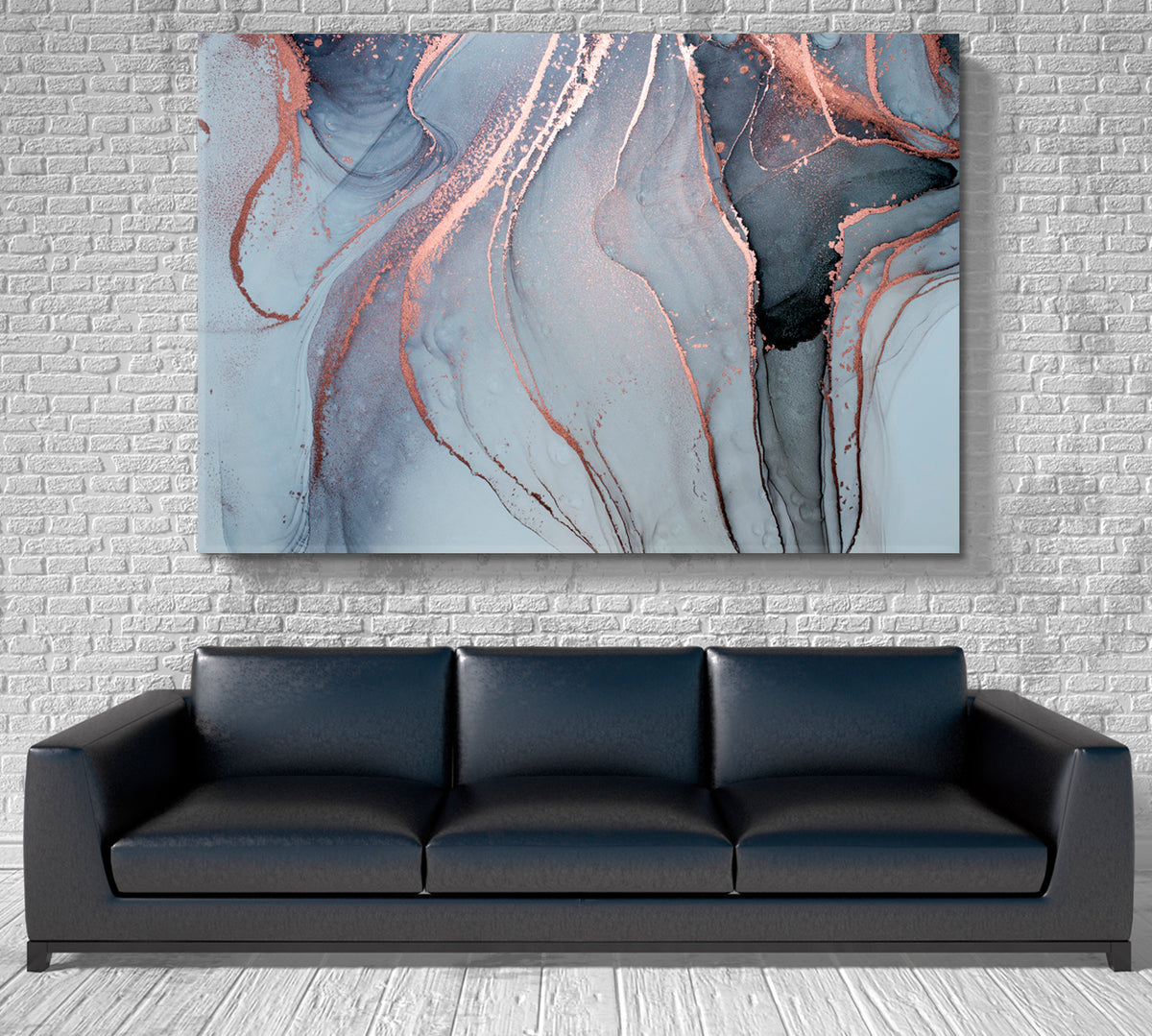 Currents Translucent Ink Hues Abstract Gray Marble Landscape Fluid Art, Oriental Marbling Canvas Print Artesty 1 panel 24" x 16" 
