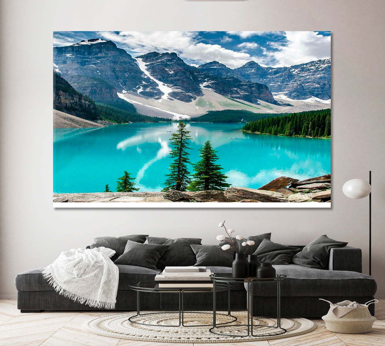 Iconic Moraine Lake Nature Wall Canvas Print Artesty 1 panel 24" x 16" 