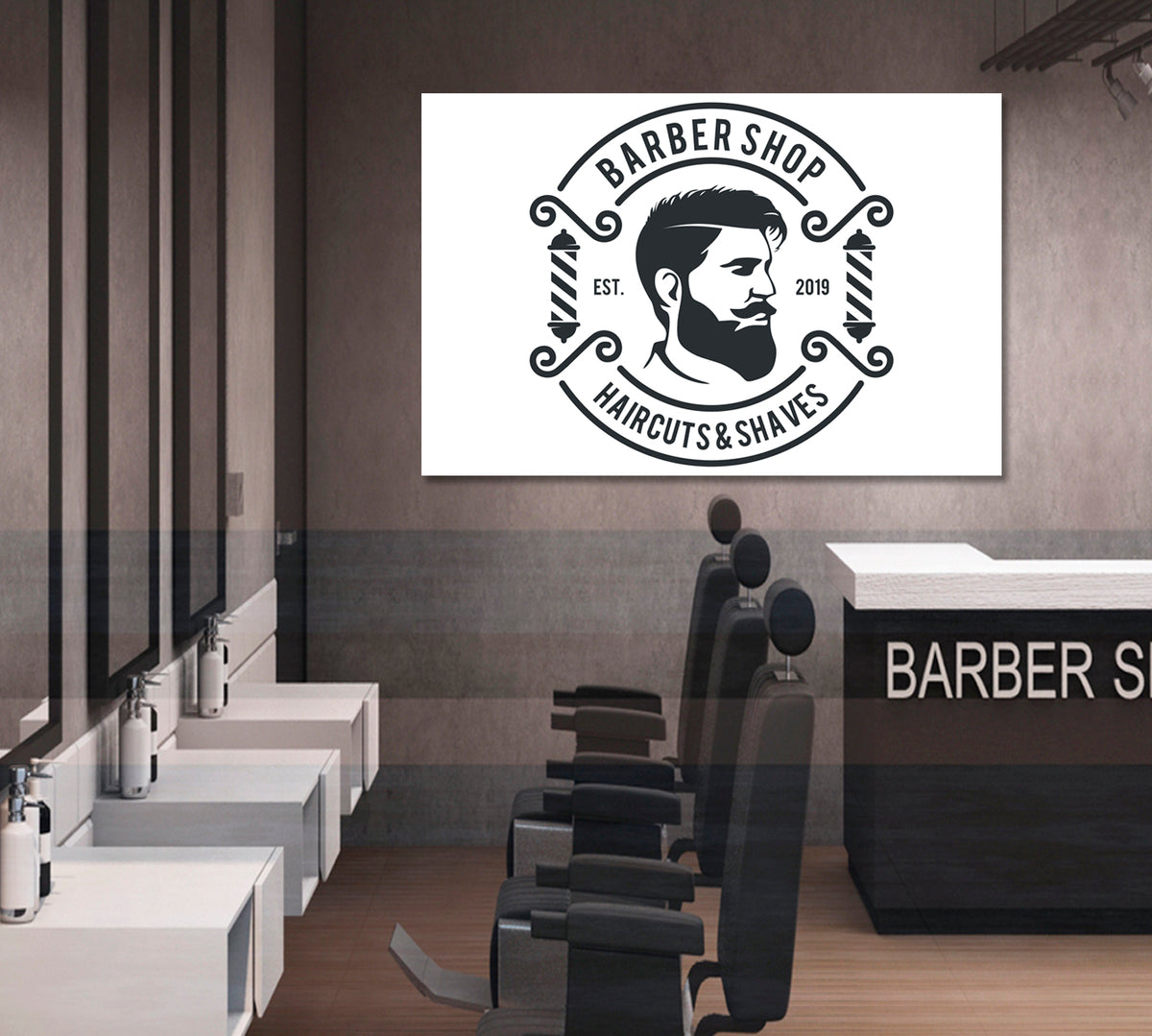 MAN BEAUTY Barbershop Salon Black And White Business Concept Wall Art Artesty 1 panel 24" x 16" 