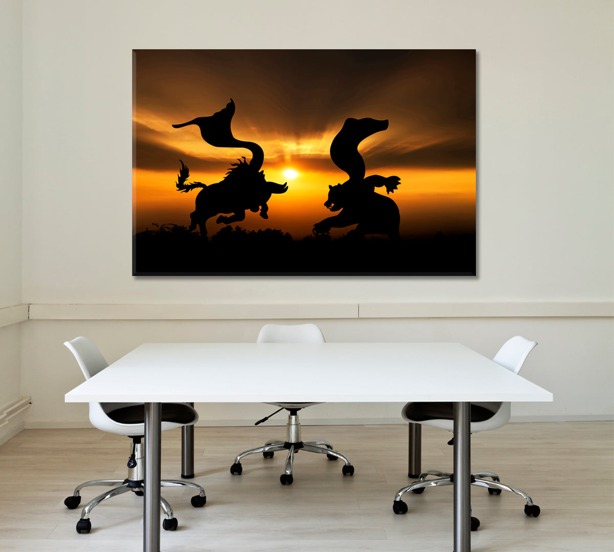 BULL AND BEAR ICON Business Market Stock Finance Exchange Office Wall Art Canvas Print Artesty 1 panel 24" x 16" 