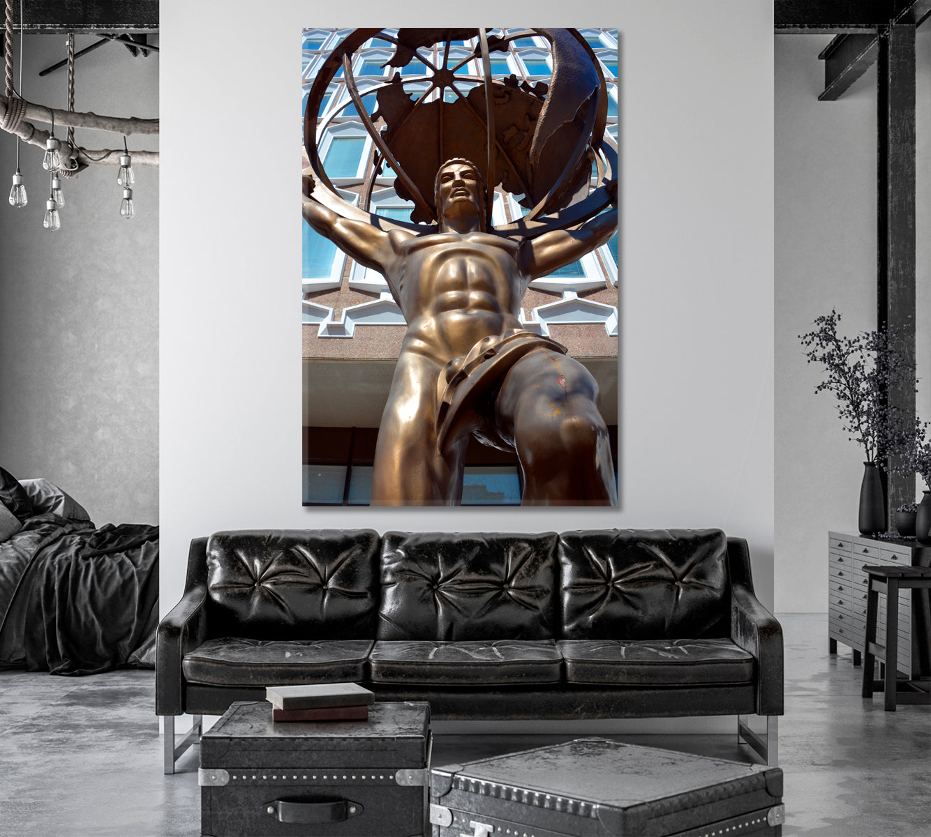 Atlas Titan Held Up Celestial Sphere Urban Architecture Montreal - V Cities Wall Art Artesty   