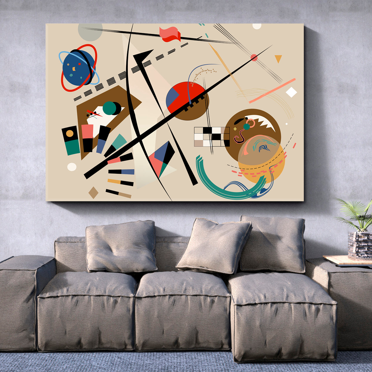 Geometric Curved Shapes Expressionism Abstract Style Contemporary Art Artesty 1 panel 24" x 16" 