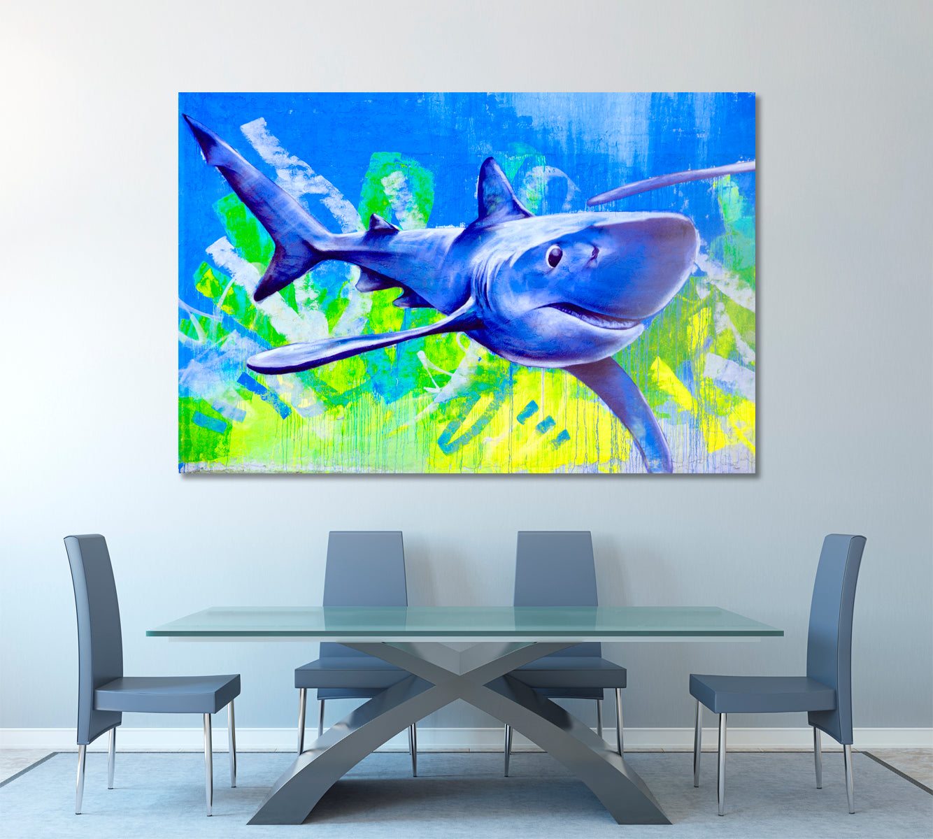 SHARK San Diego CA USA Street Art Abstract Vibrant Graffiti Canvas Print Animals Canvas Print Artesty   