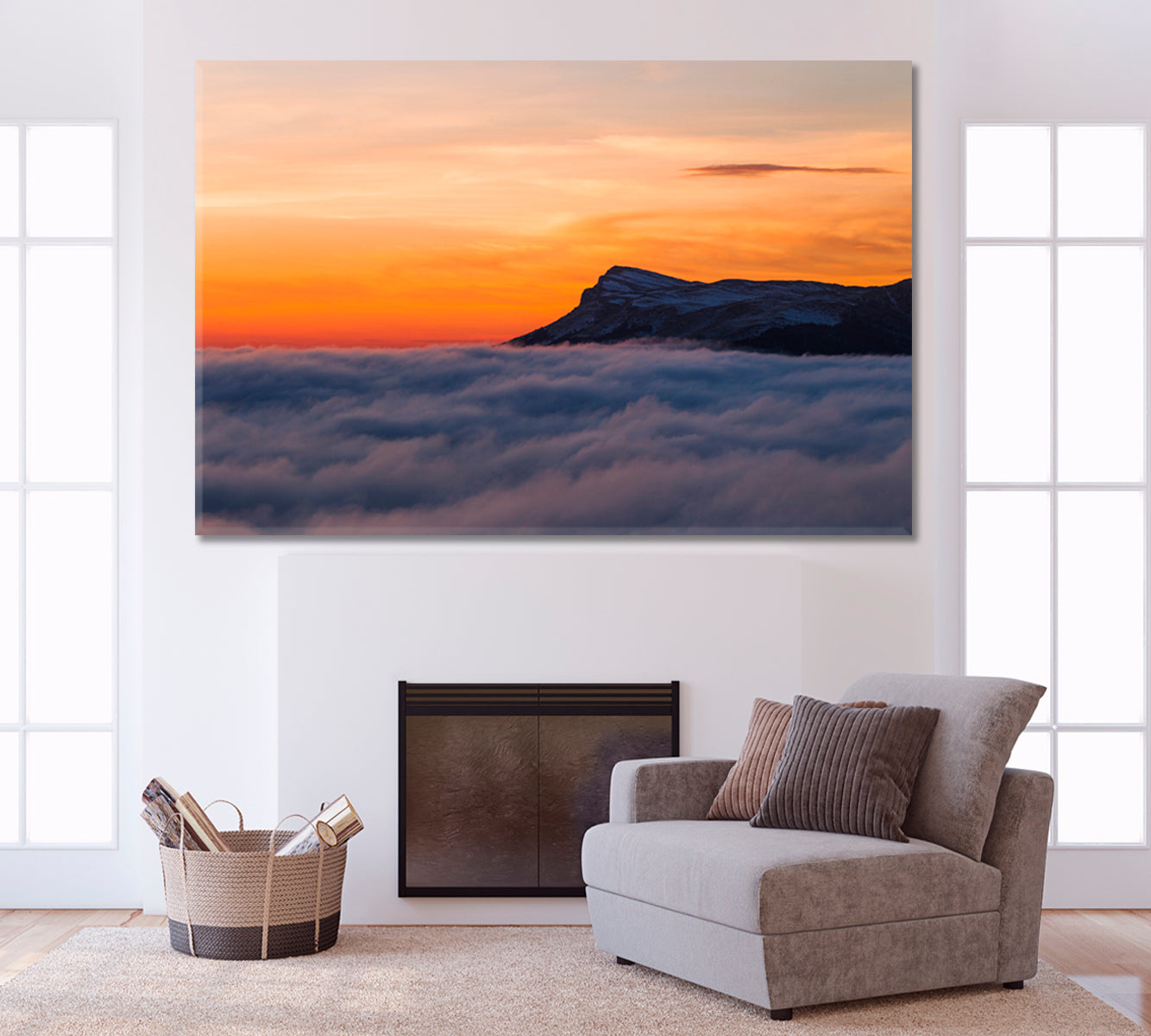 SUN ROSE ABOVE THE CLOUDS Sky Hill Beautiful Landscape Canvas Print Skyscape Canvas Artesty   