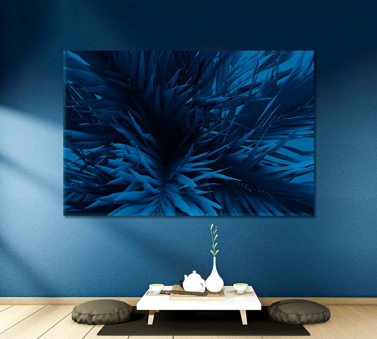 Unusual Blue Palm Tropical Abstract Design Tropical, Exotic Art Print Artesty 1 panel 24" x 16" 